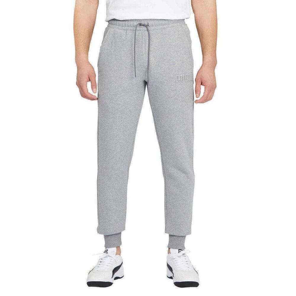 NWT PUMA Men's Embossed Fleece Jogger Pant Sweatpants (Heather Gray Sz S